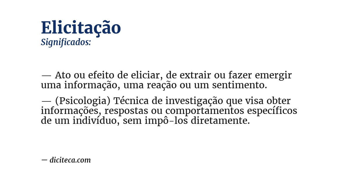 Significado de elicitação