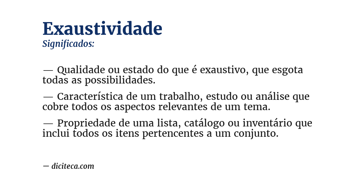 Significado de exaustividade