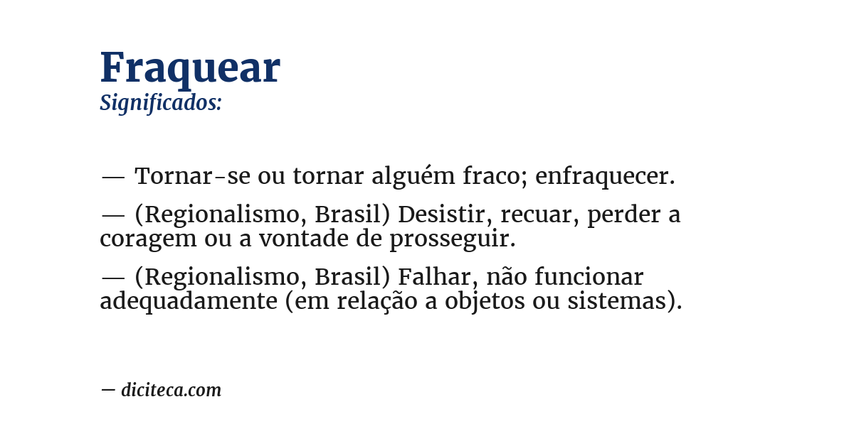 Significado de fraquear