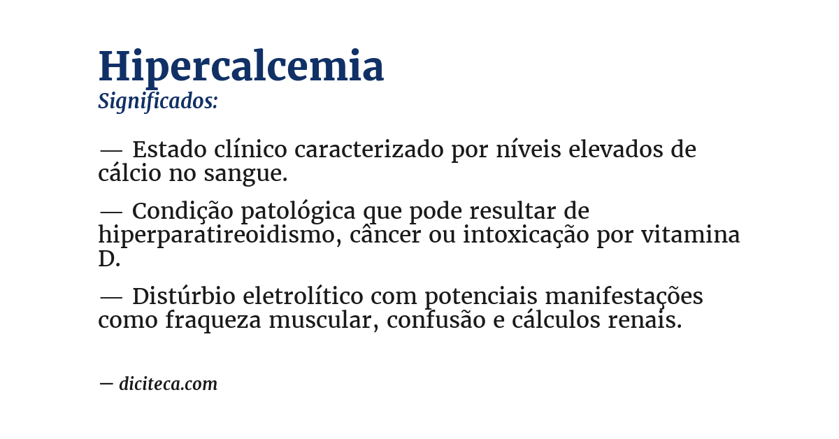 Significado de hipercalcemia