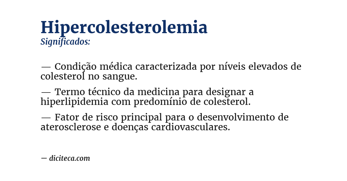 Significado de hipercolesterolemia
