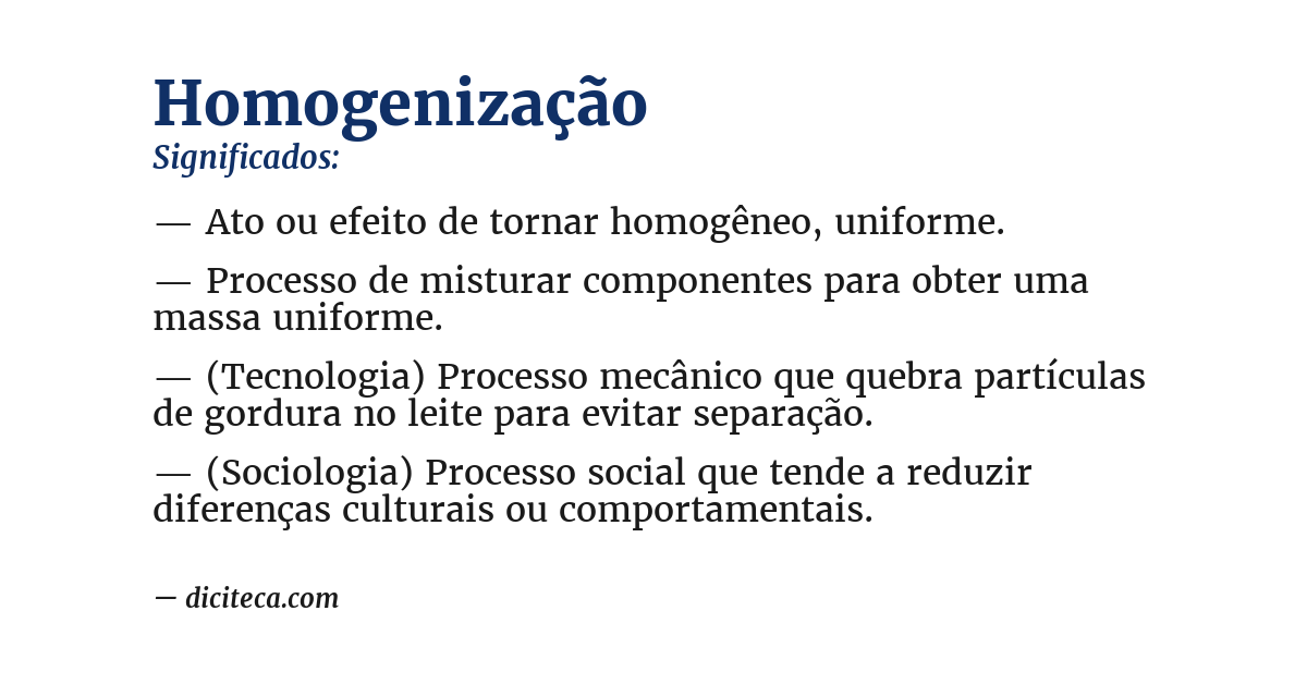 Significado de homogenização
