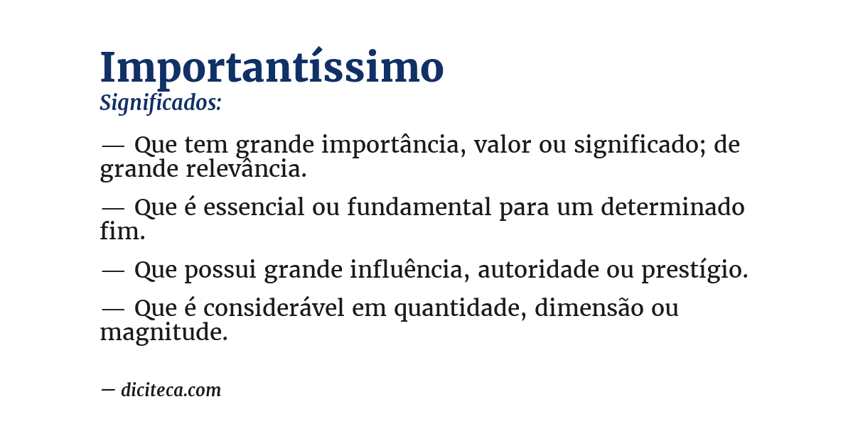 Significado de importantíssimo