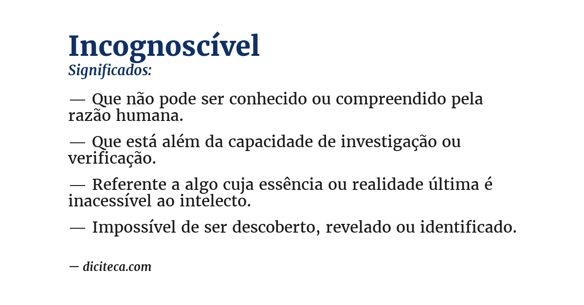 Significado de incognoscível