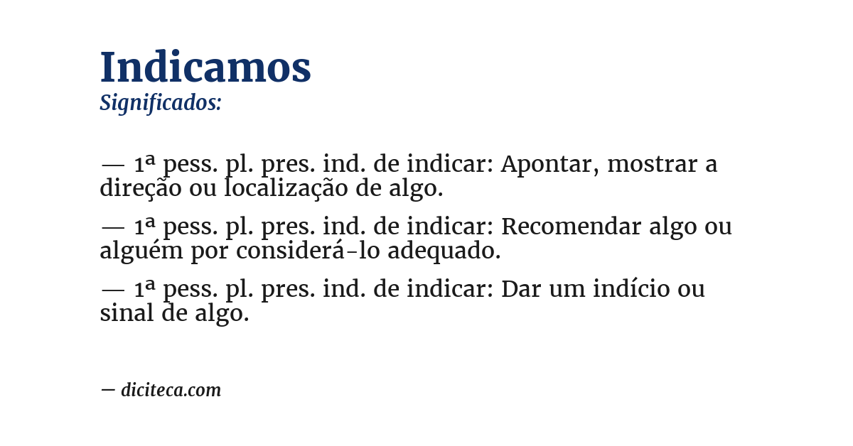 Significado de indicamos