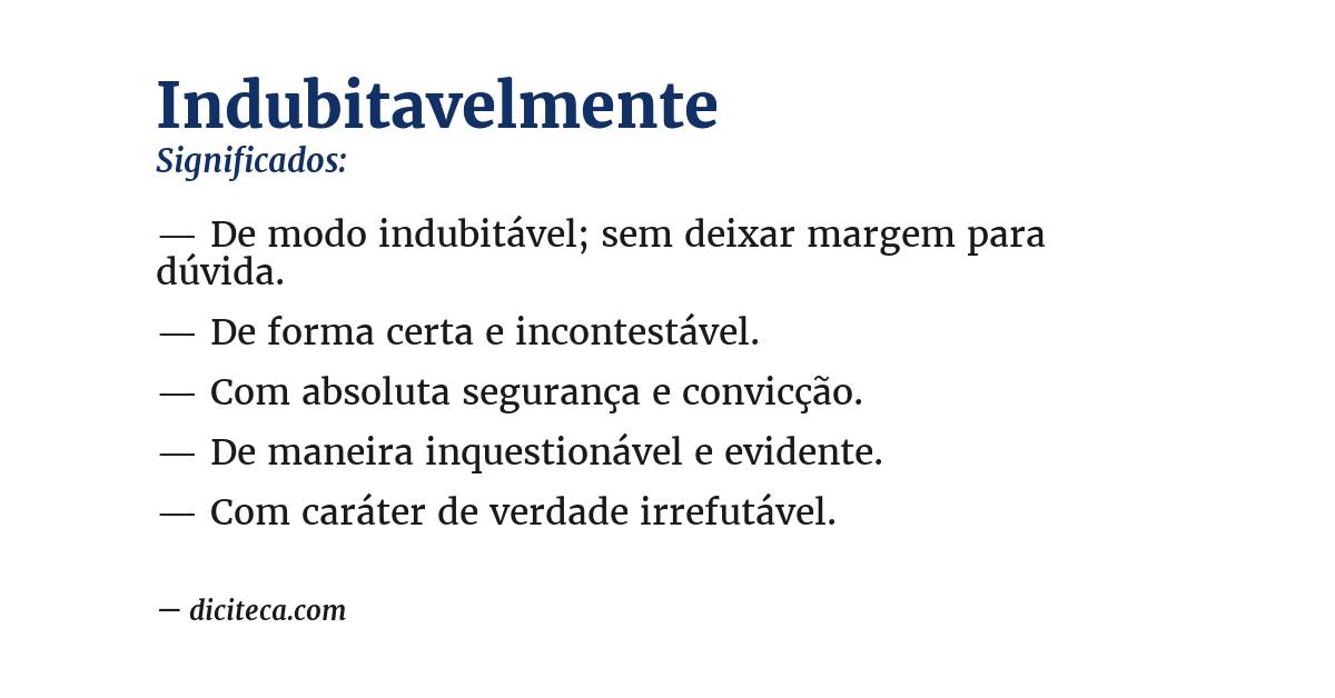 Significado de indubitavelmente