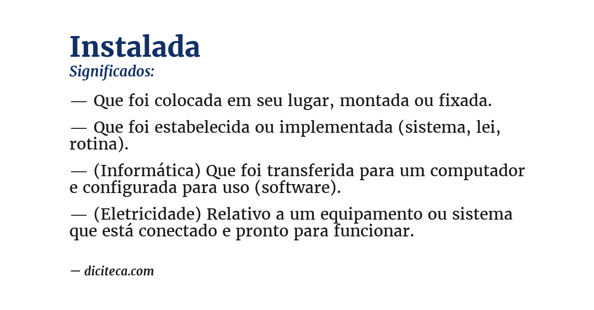 Significado de instalada