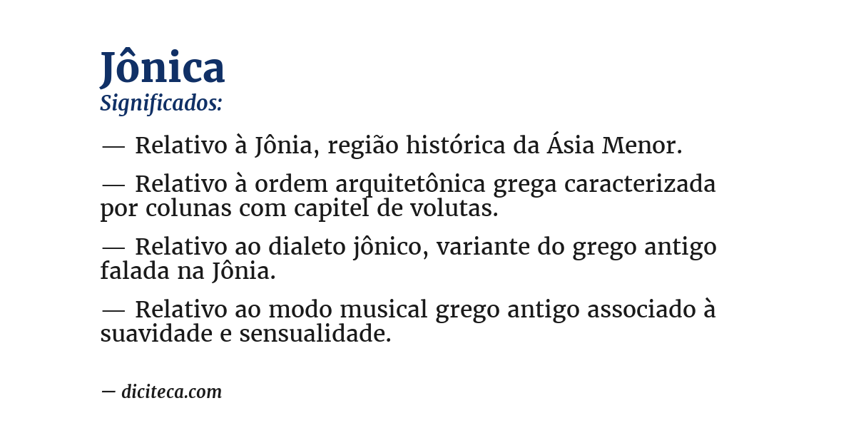 Significado de jônica