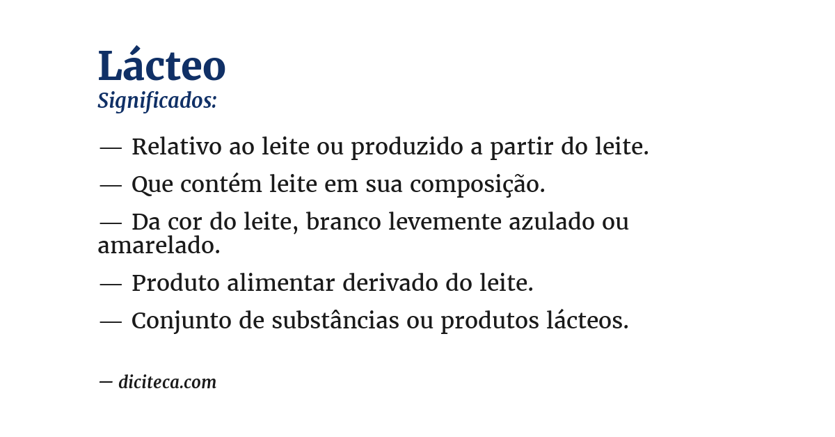 Significado de lácteo