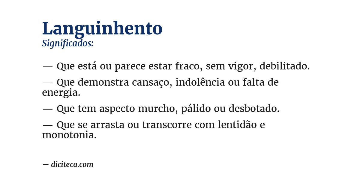 Significado de languinhento