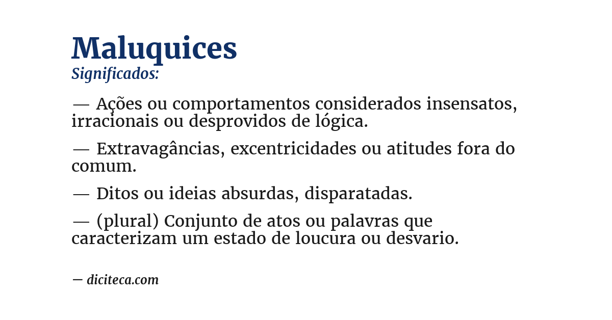 Significado de maluquices