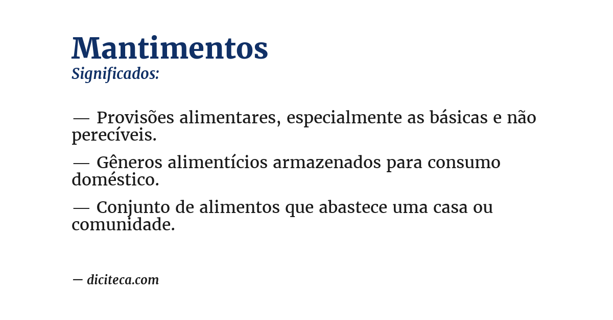 Significado de mantimentos