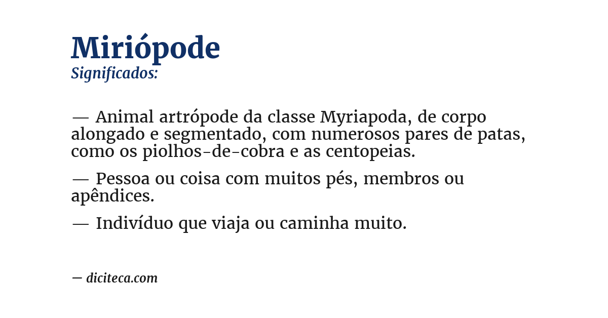Significado de miriópode