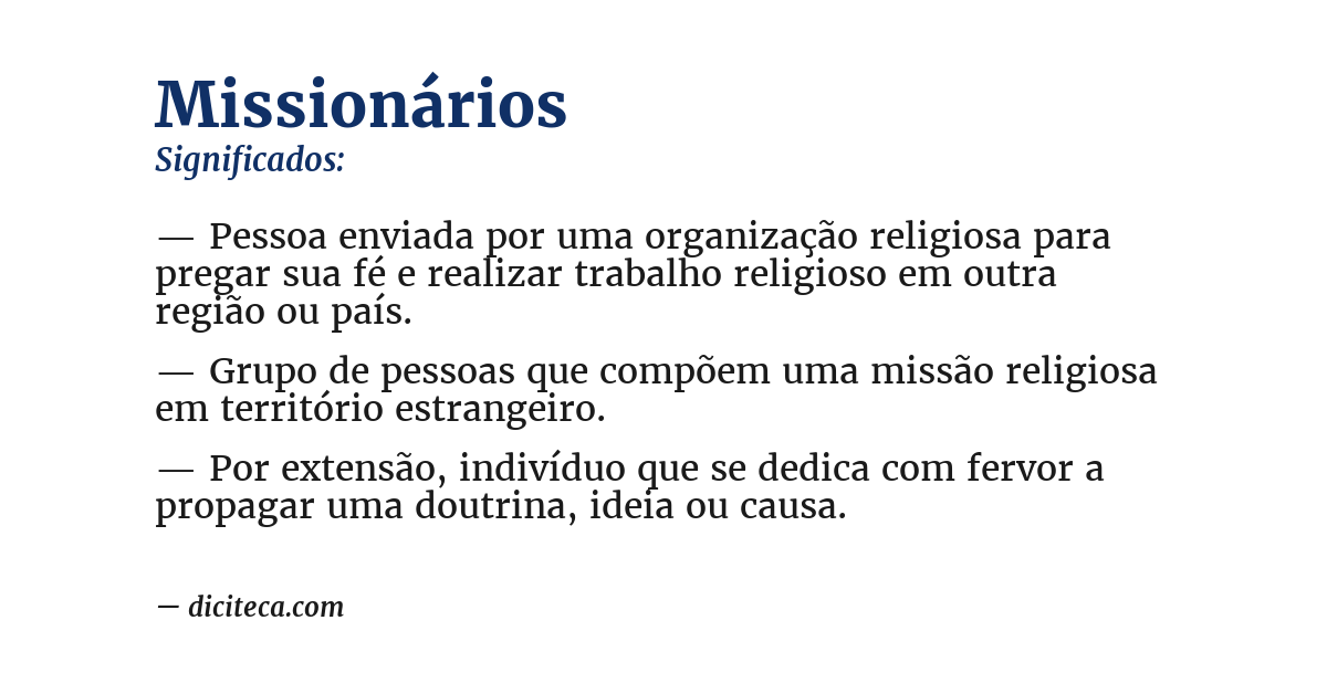 Significado de missionários