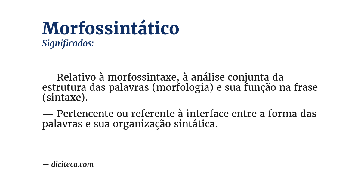 Significado de morfossintático