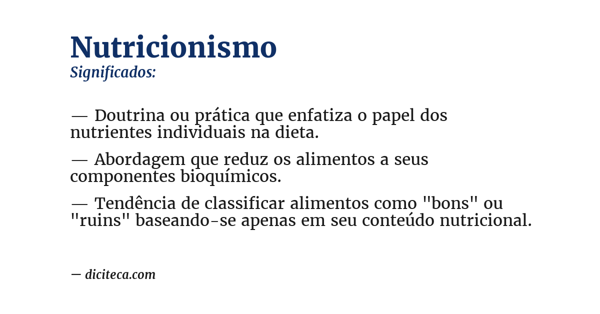 Significado de nutricionismo