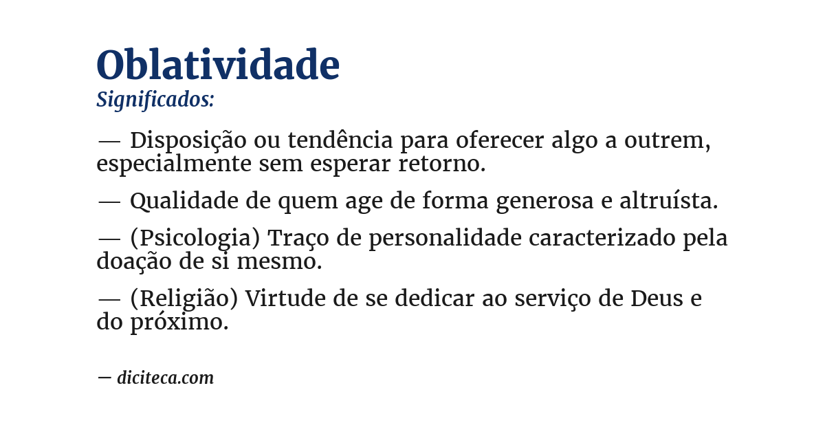 Significado de oblatividade