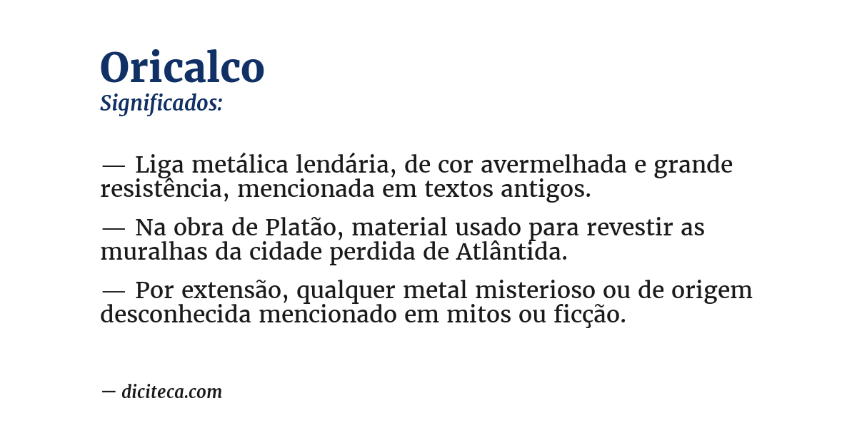 Significado de oricalco