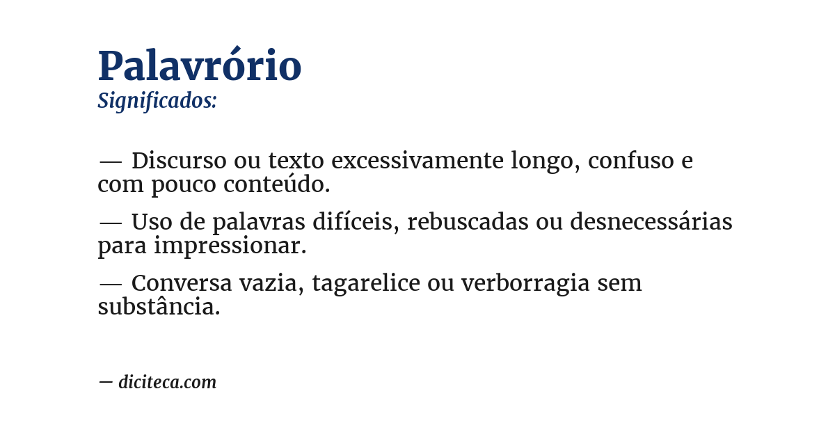 Significado de palavrório