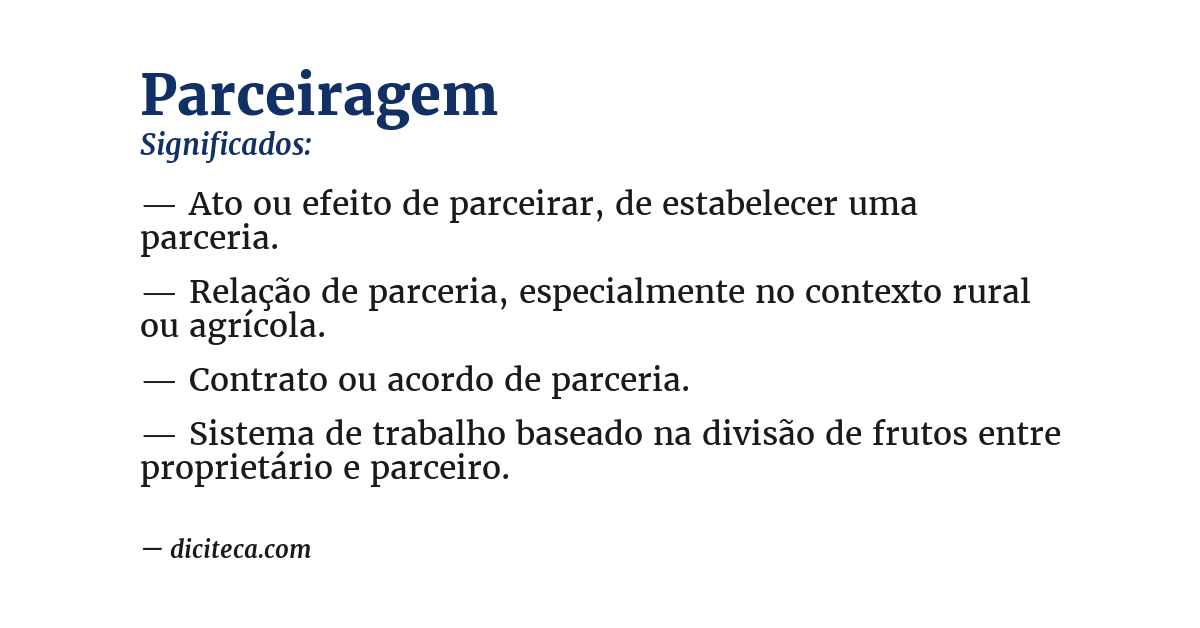 Significado de parceiragem