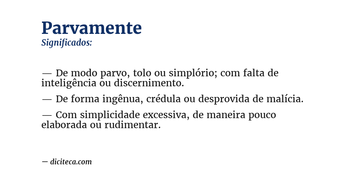 Significado de parvamente