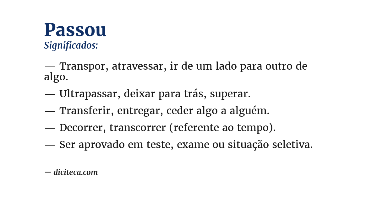 Significado de passou