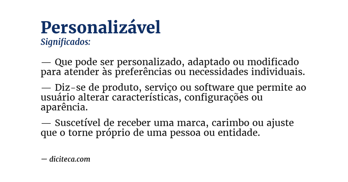 Significado de personalizável