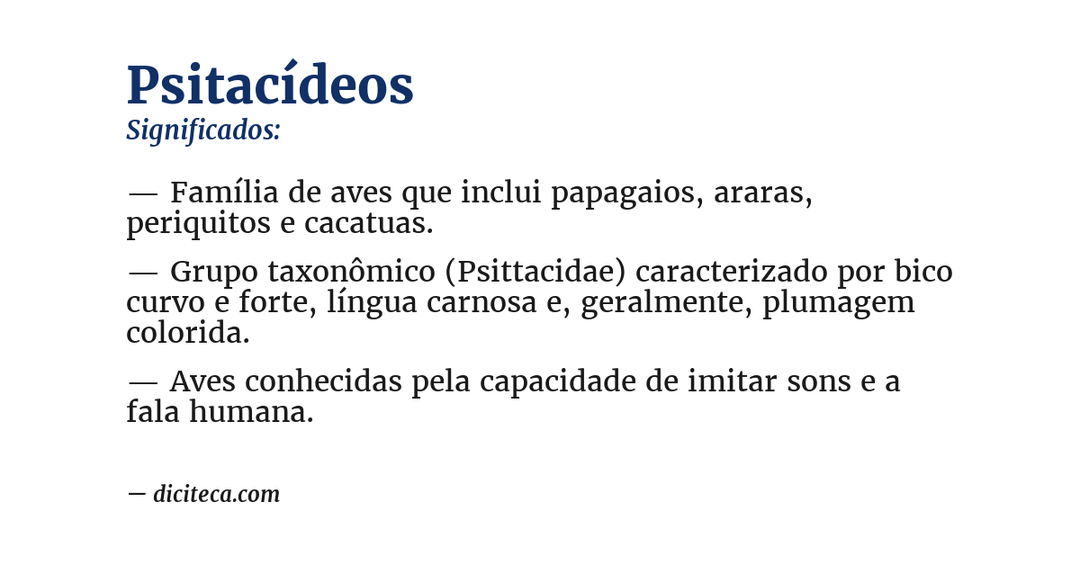 Significado de psitacídeos