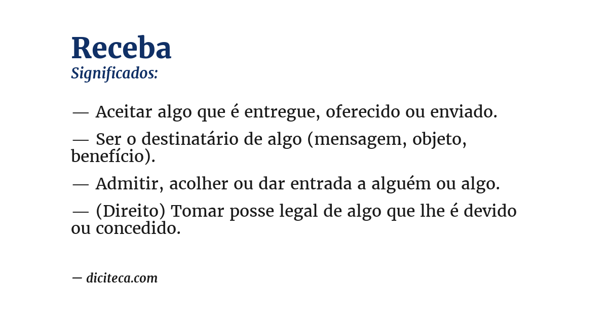 Significado de receba