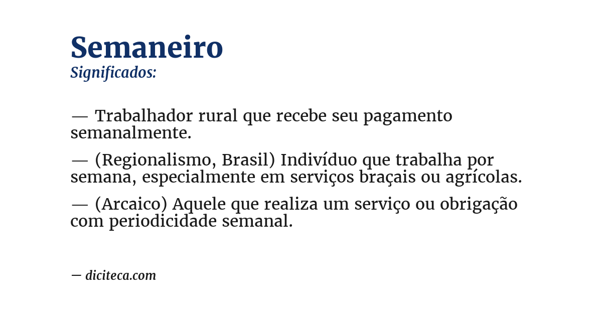 Significado de semaneiro