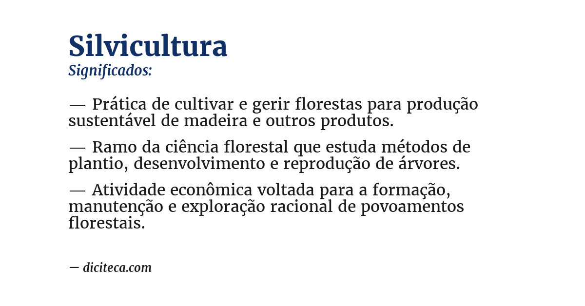 Significado de silvicultura