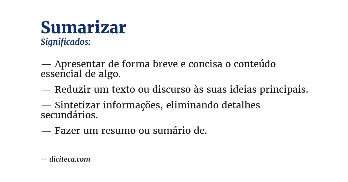 Significado de sumarizar