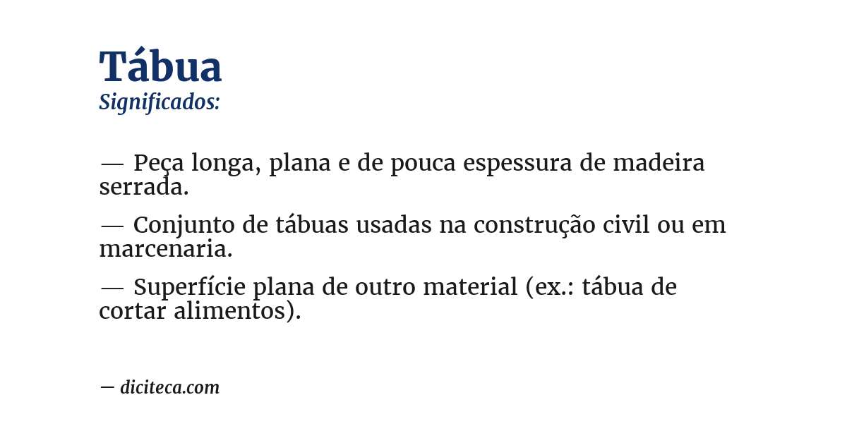 Significado de tábua