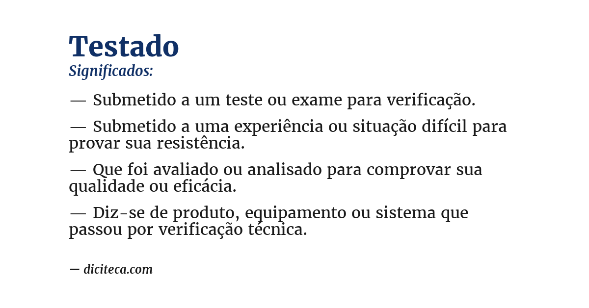 Significado de testado