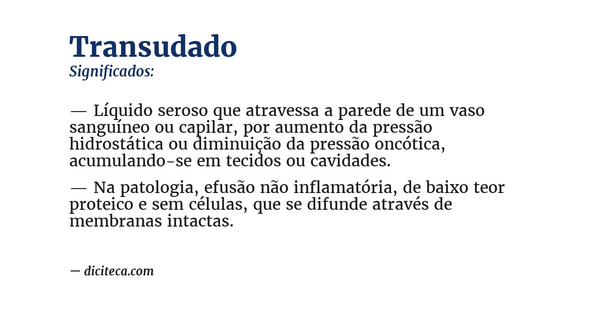 Significado de transudado