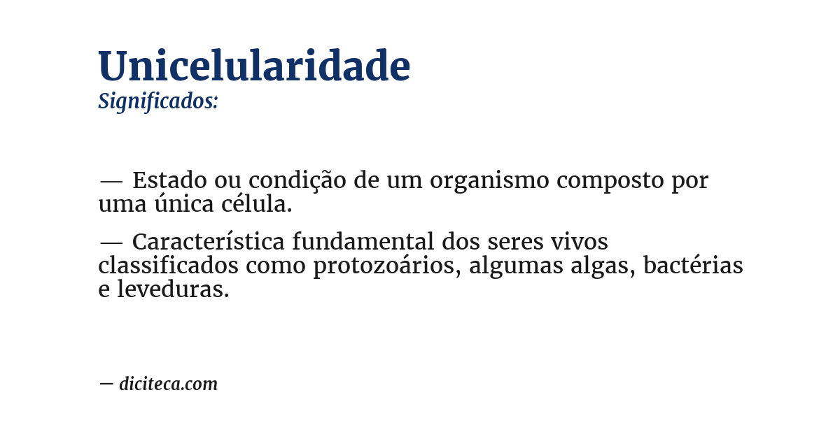 Significado de unicelularidade