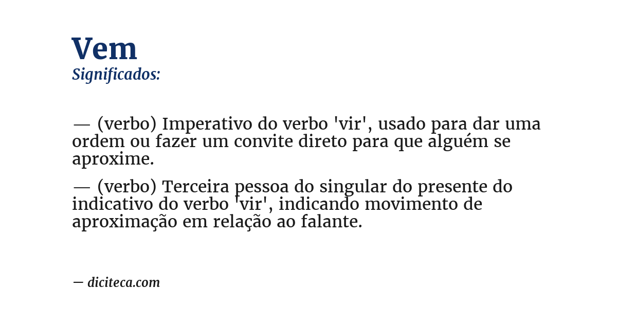 Significado de vem