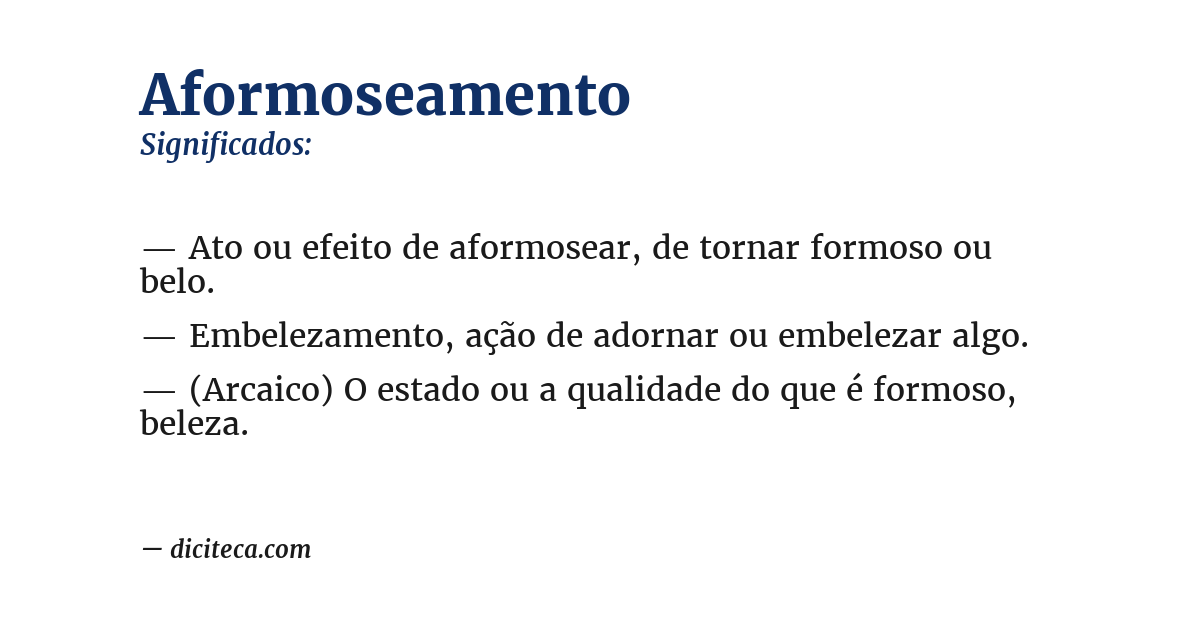 Significado de aformoseamento