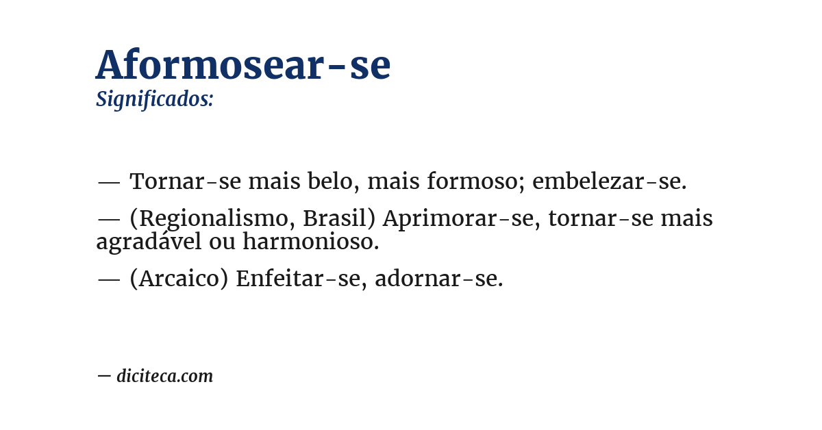 Significado de aformosear-se