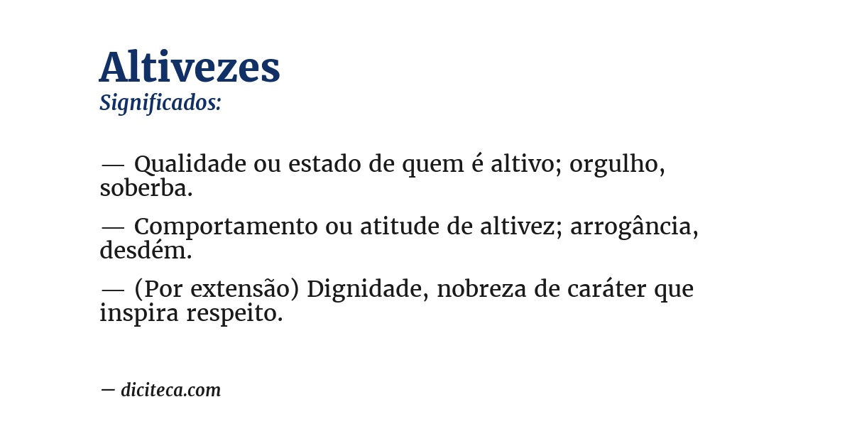 Significado de altivezes