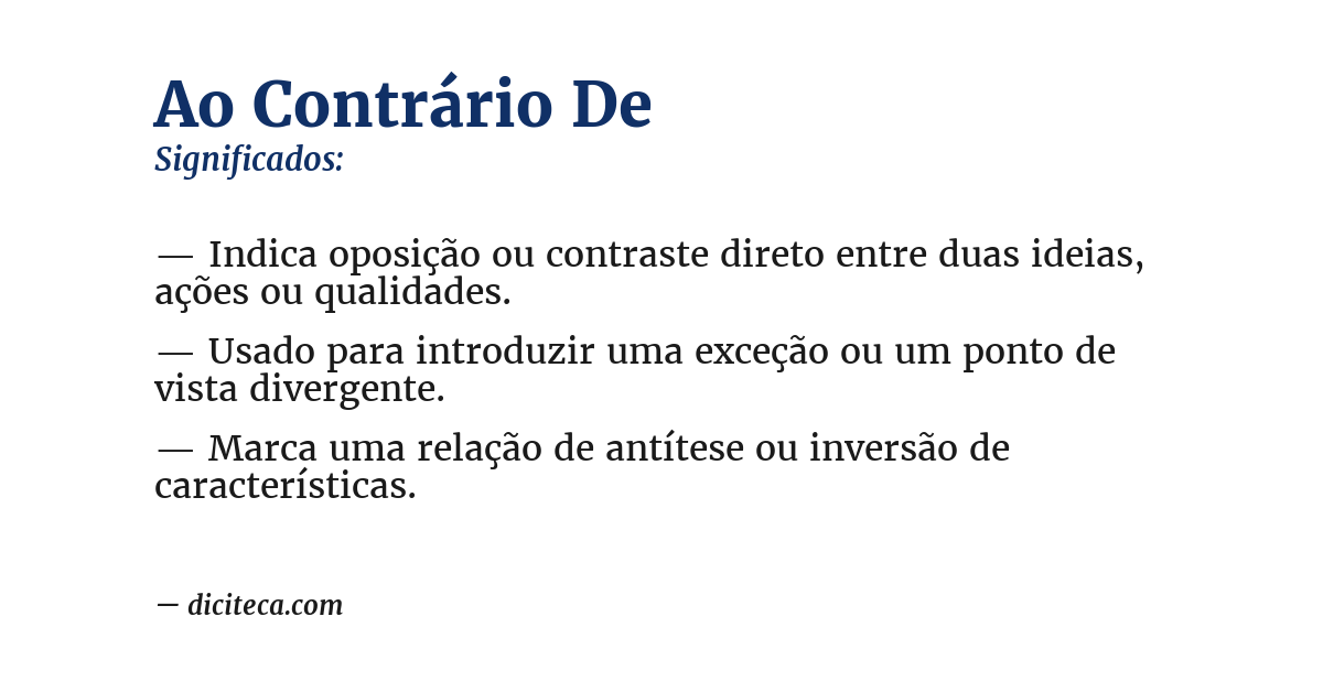 Significado de ao contrário de