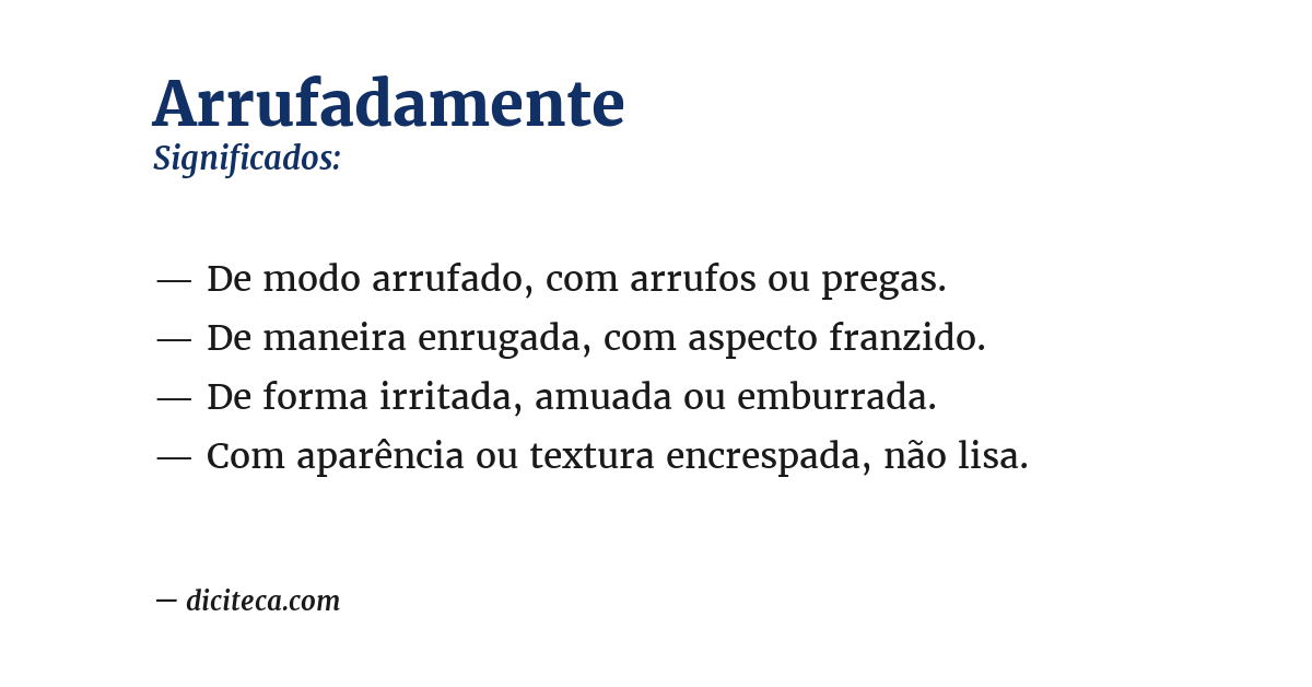 Significado de arrufadamente
