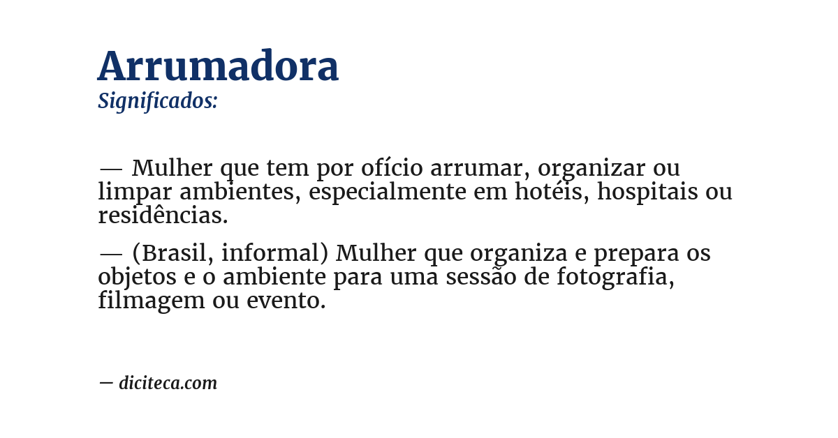 Significado de arrumadora
