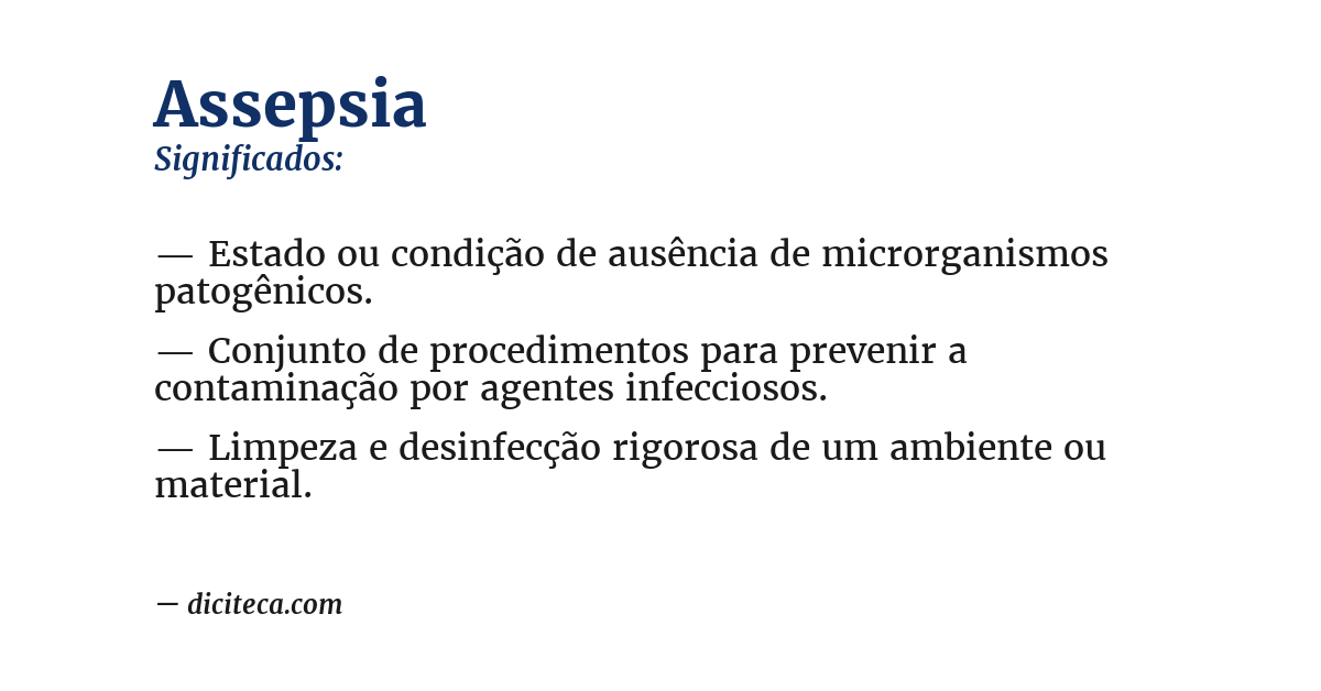 Significado de assepsia