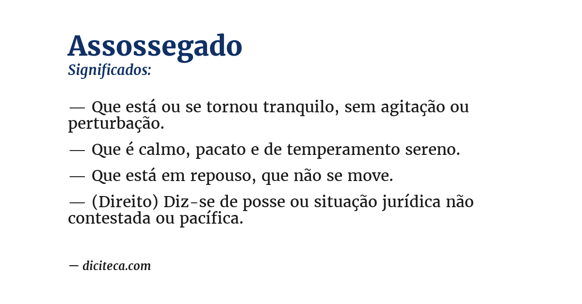 Significado de assossegado
