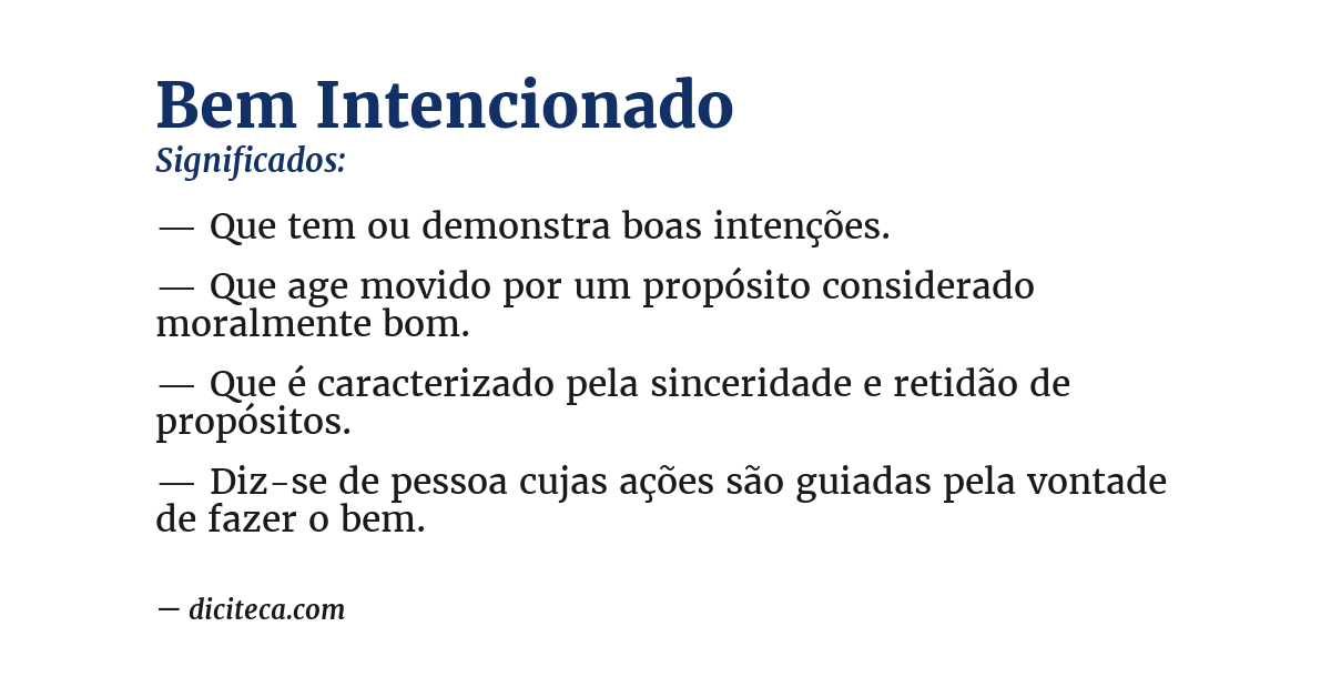 Significado de bem intencionado