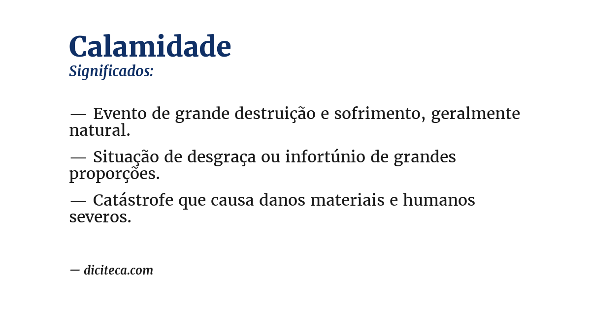 Significado de calamidade