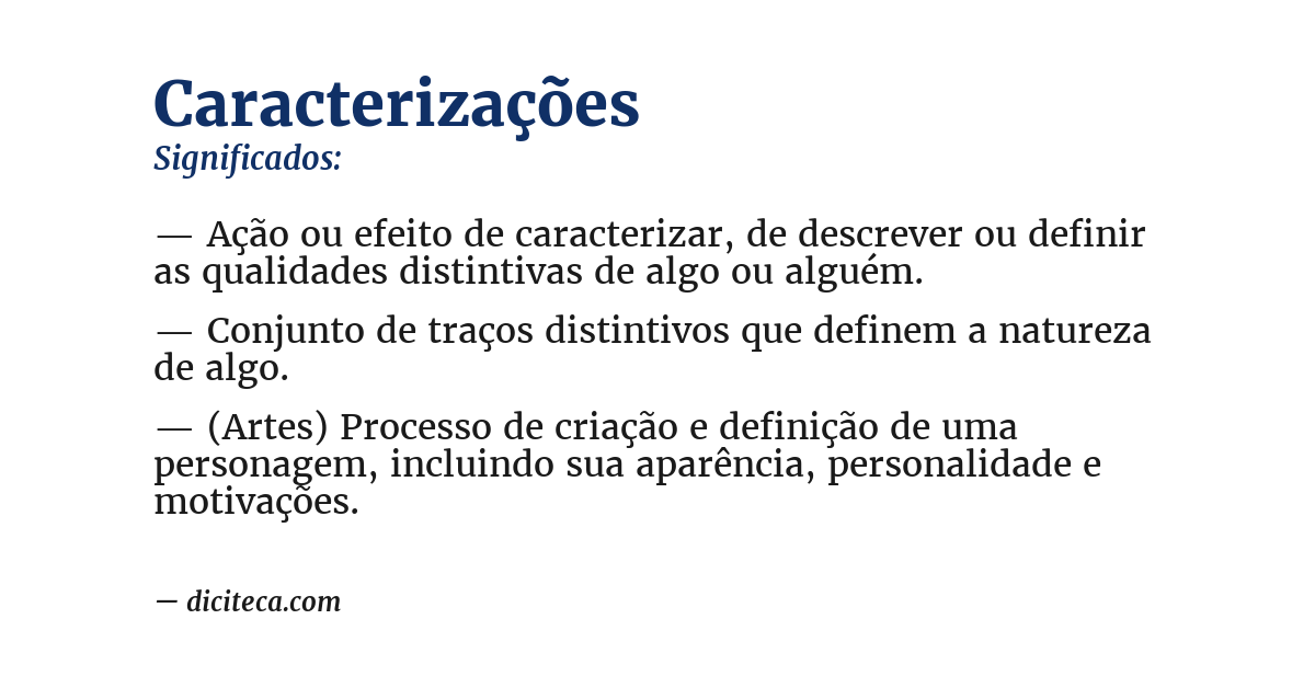 Significado de caracterizações