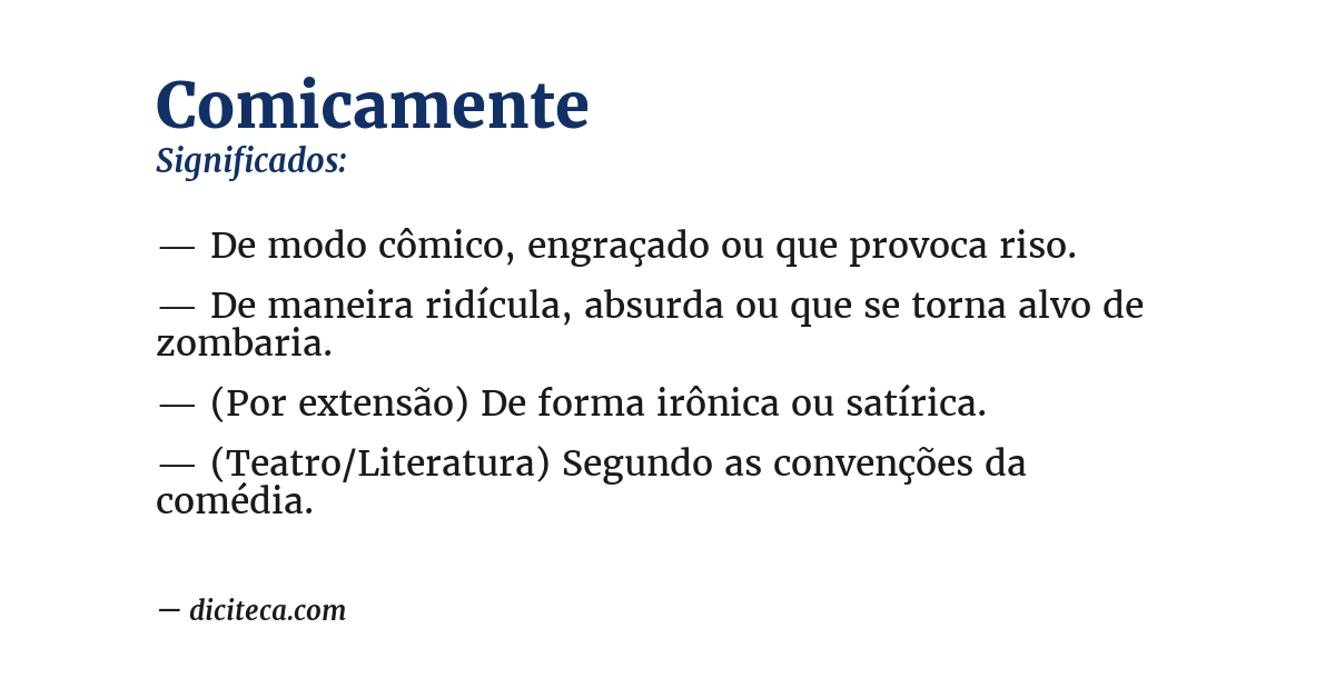 Significado de comicamente