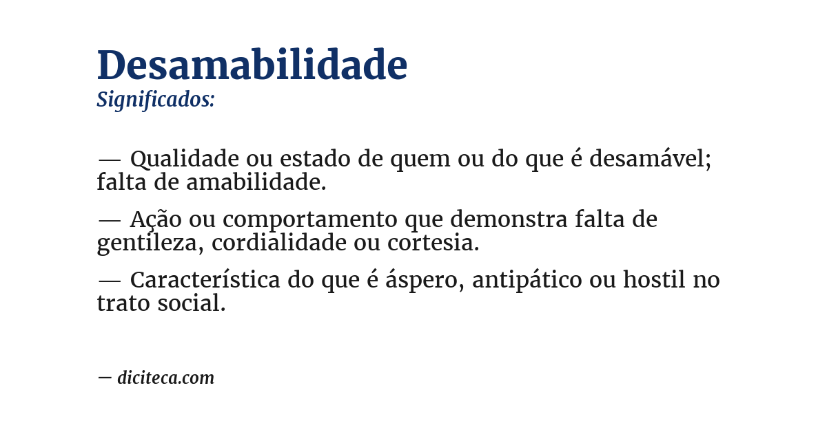 Significado de desamabilidade
